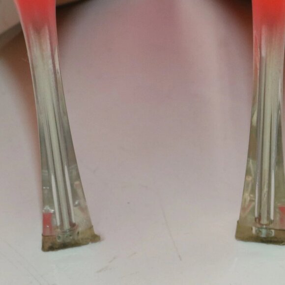 Christian Dior Neon Coral Patent Leather Lucite Heel Pumps EU 38 US 8 - Picture 7 of 16
